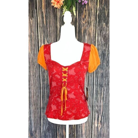 Disney Hocus Pocus Mary Sanderson Lace-Up Top (Sm) - Picture 1 of 10
